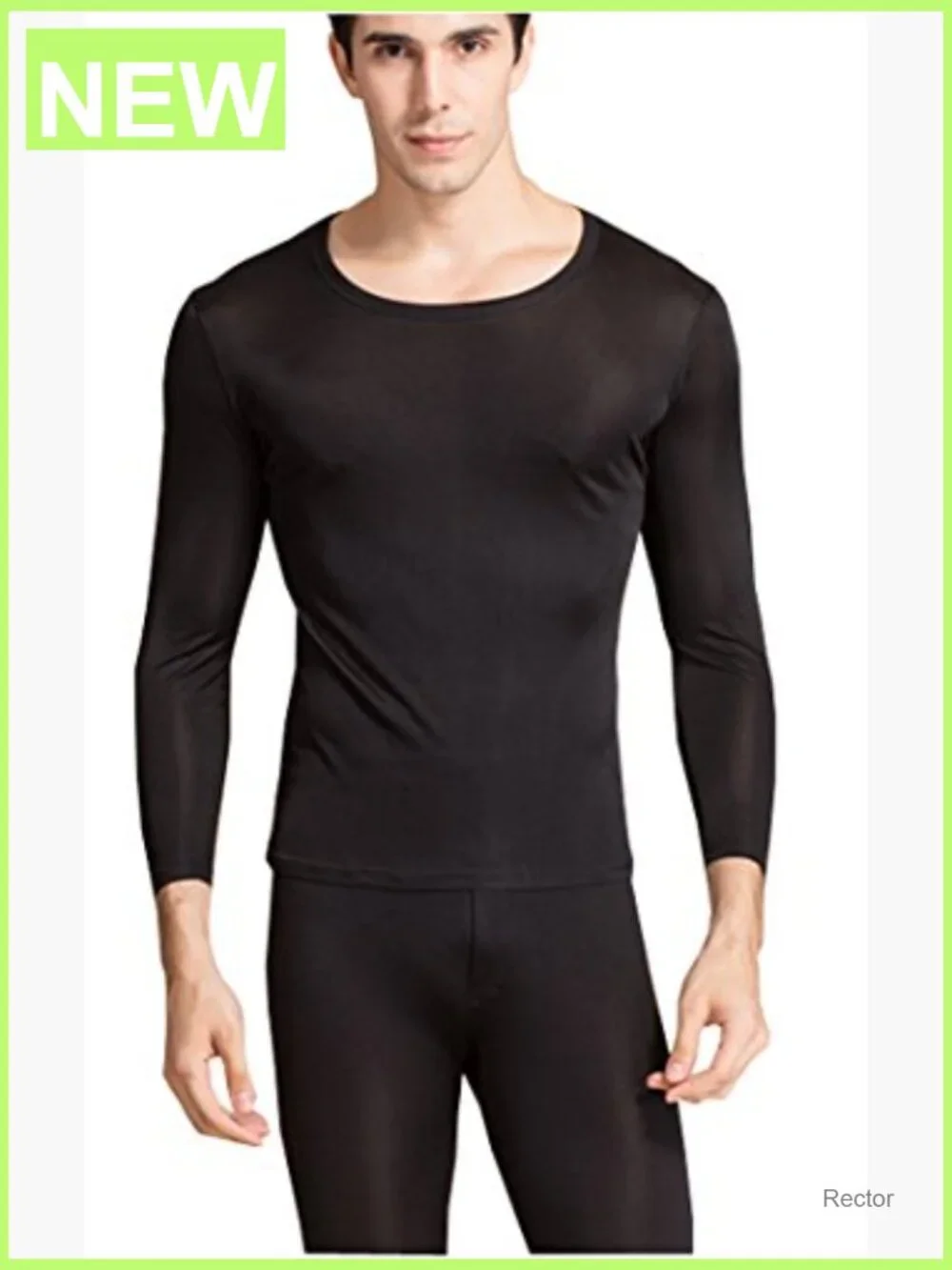 Men's Silk Long Johns Thermal Set Top & Bottom Base Layer Long Sleeve